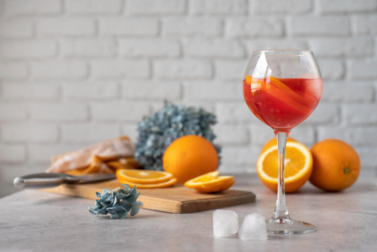 blend cocktails glass with orange fruit