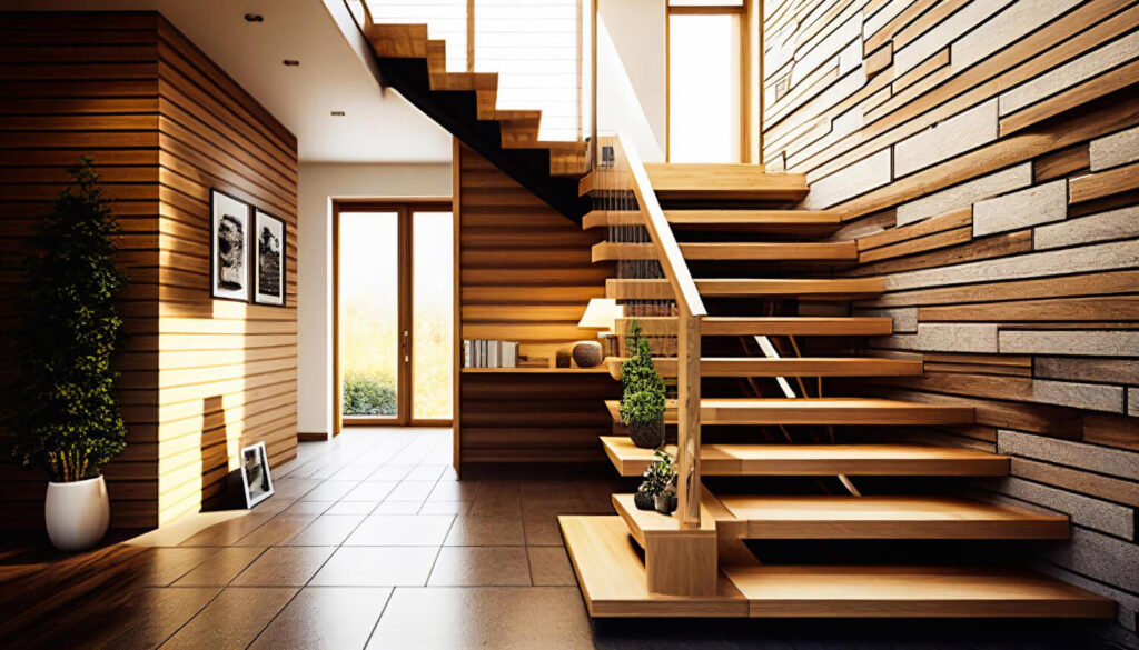 illustration stairs modern house