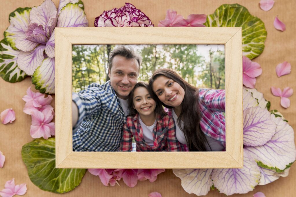 family frame flower concept mock up