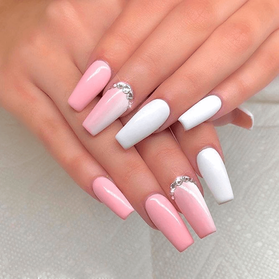 Pink and White vertical ombre