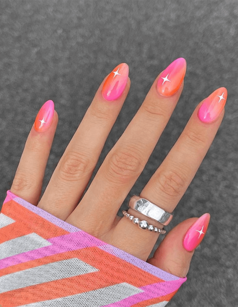 Orange and Pink Ombre: summer ombre nails ideas