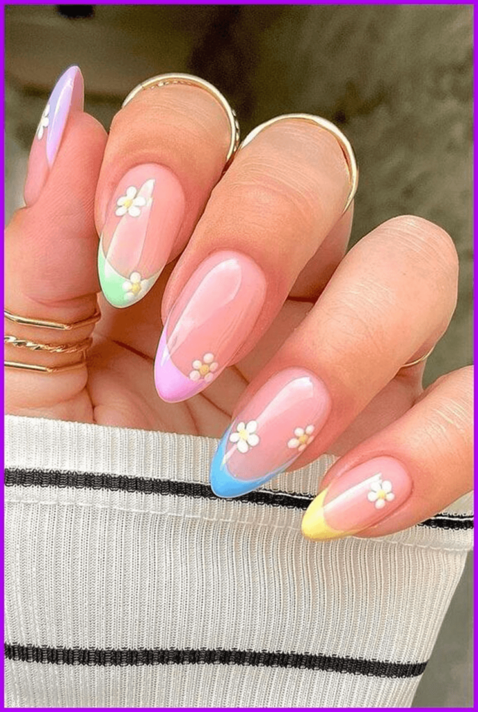 Pastel flower ombre nails: best summer ombre nails