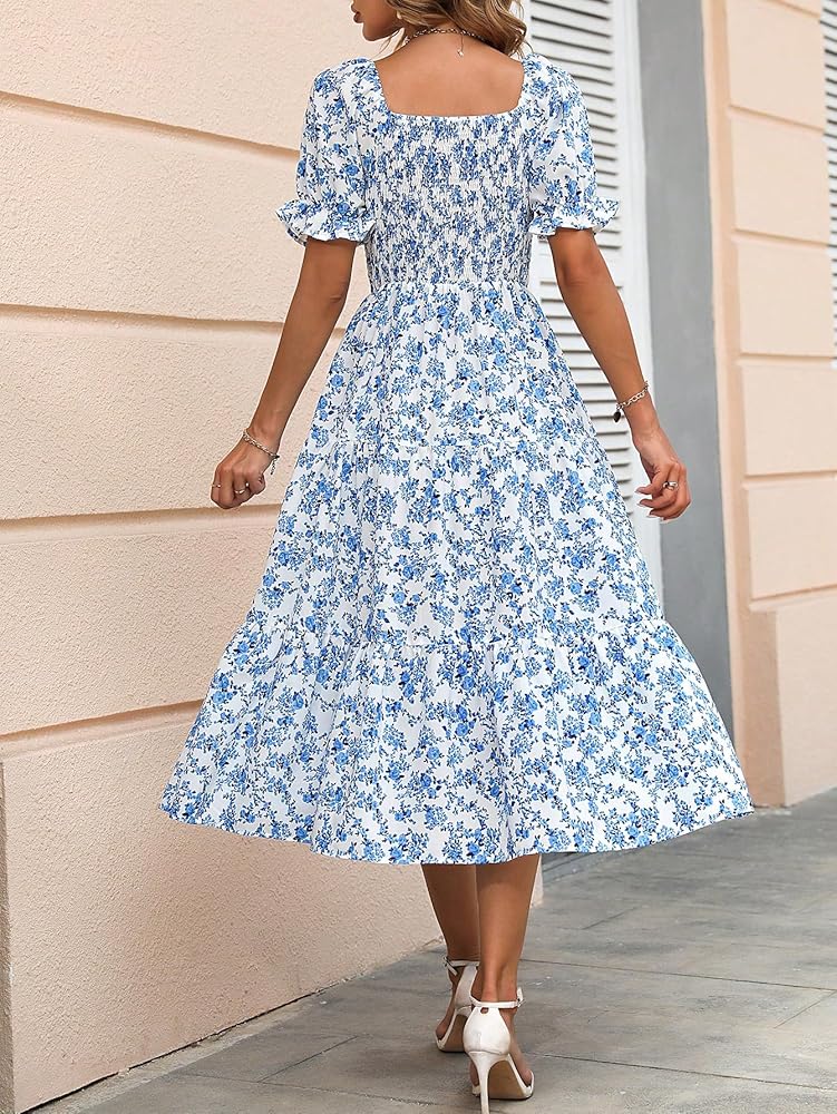 Ruffle Short Sleeve Tie Front High Waist Midi