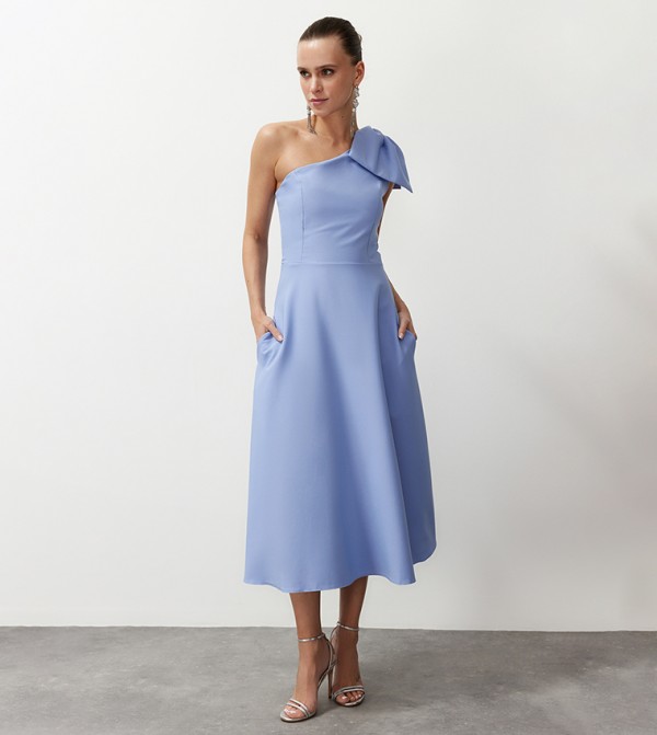 Half-sleeve midi cocktail dress​ for wedding in fall